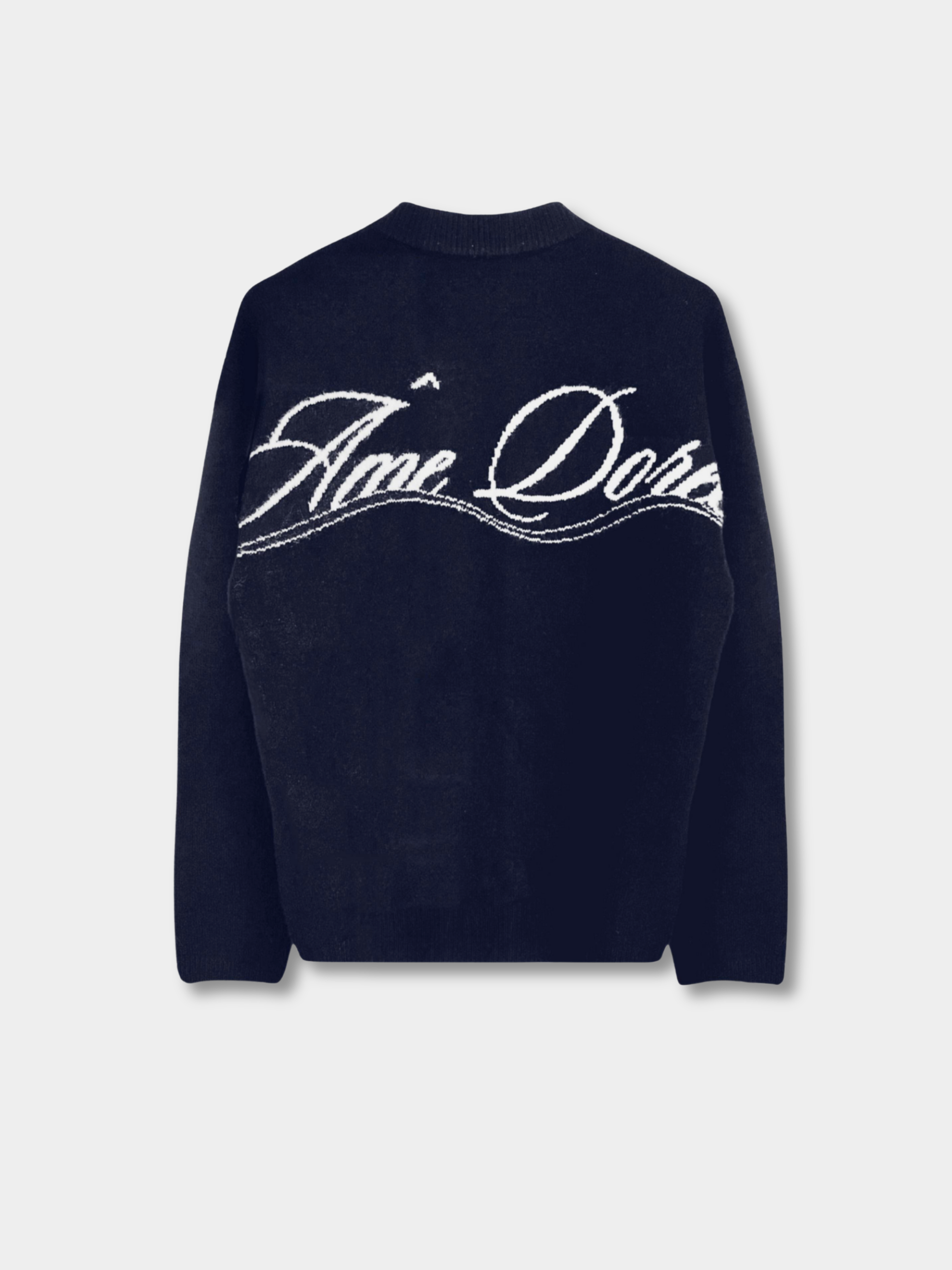 【美品】Loved one Logo Jacquard Knit Navy Ame_Doree_Sweater_Website_Pict