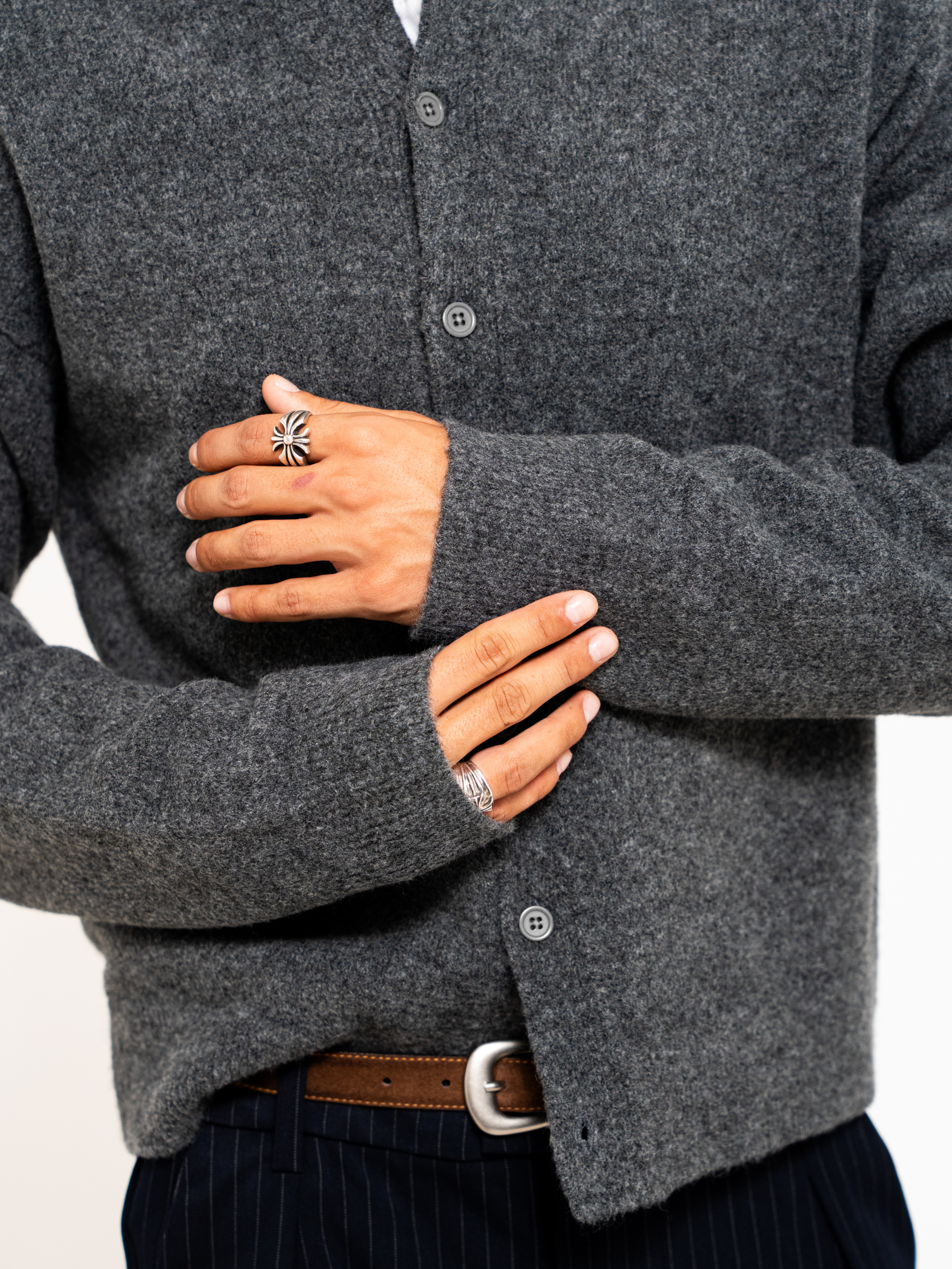 Mohair Round-Collar Cardigan