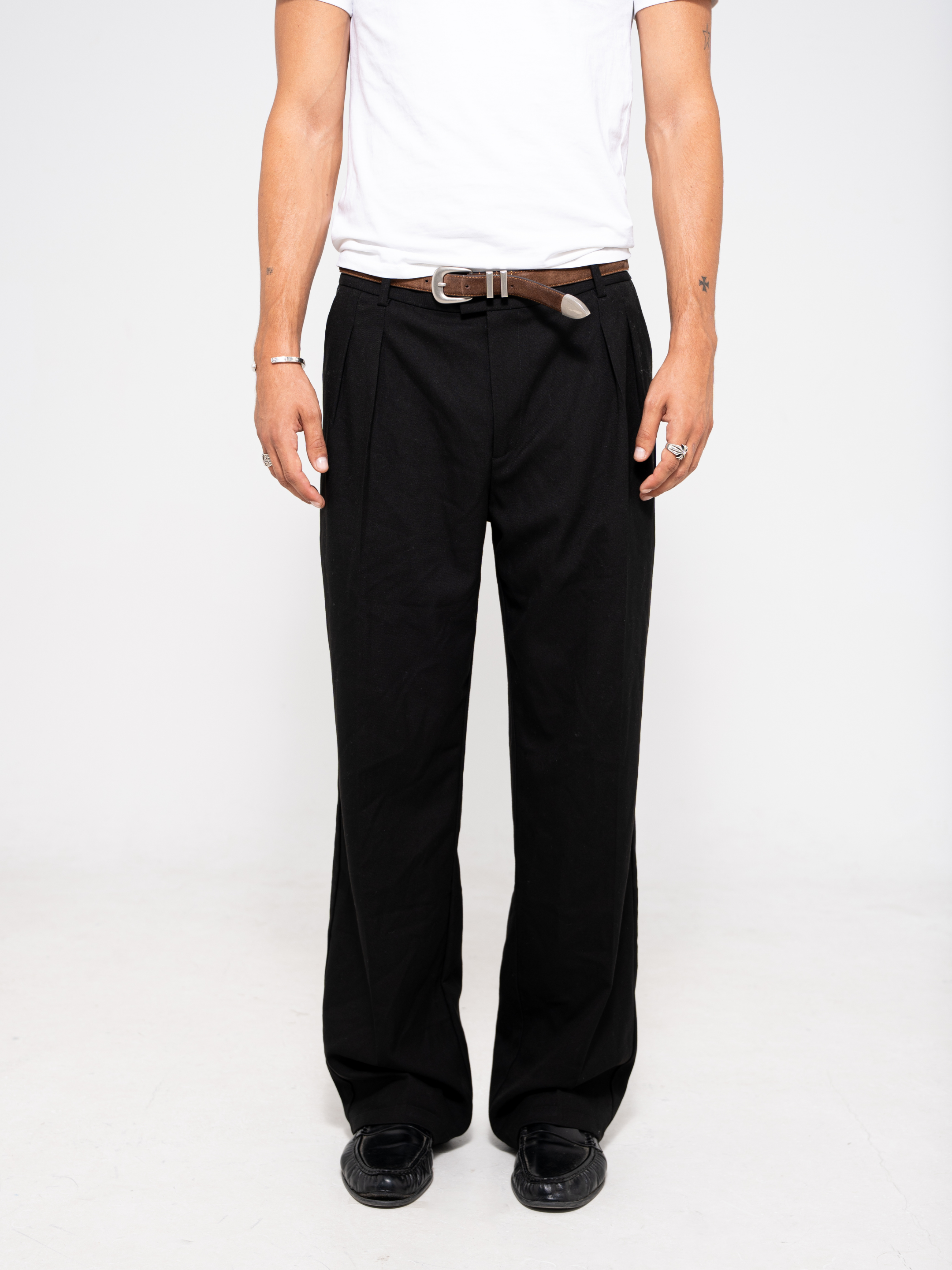 Double-Pleat Twill Trousers