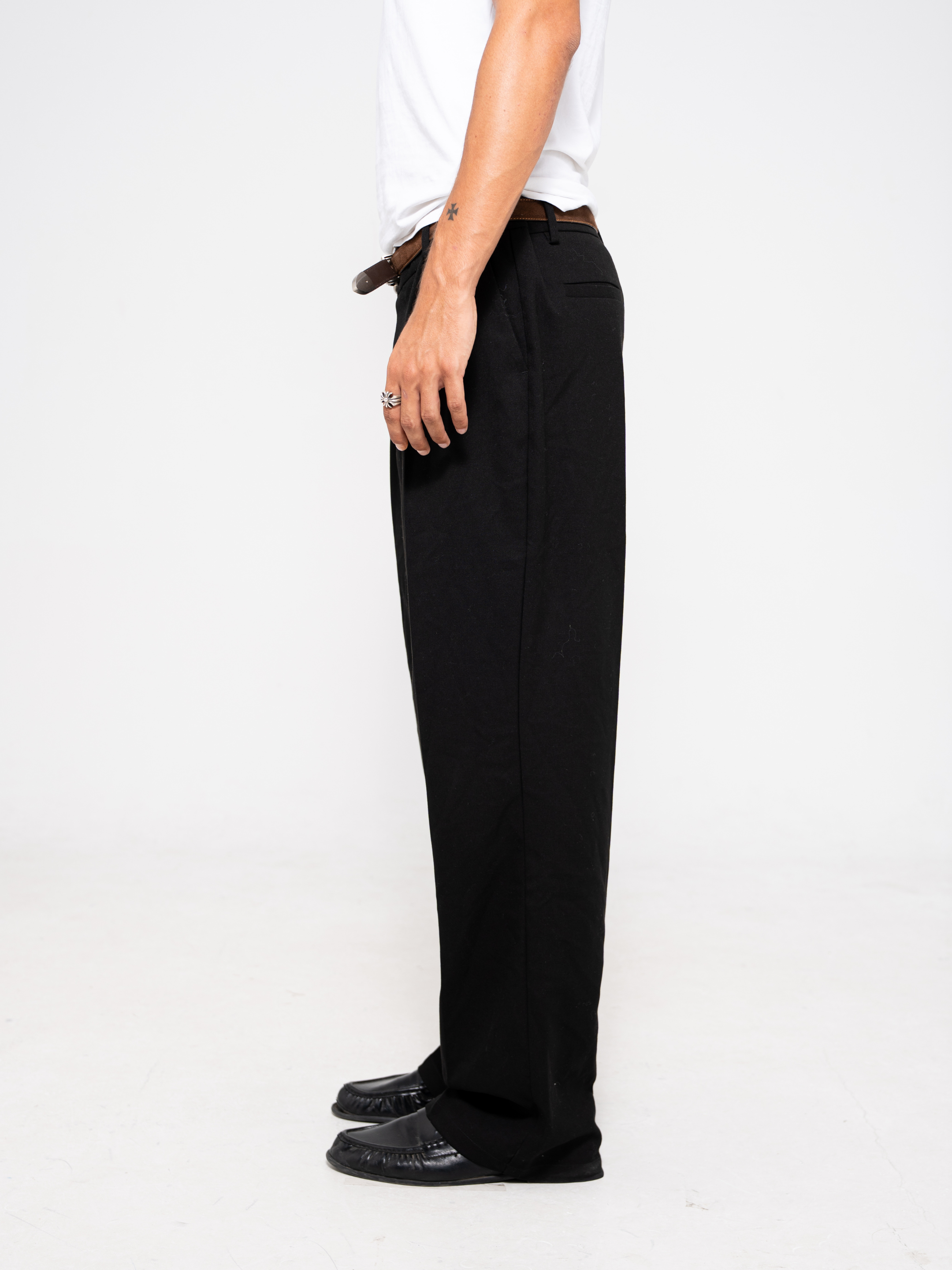 Double-Pleat Twill Trousers