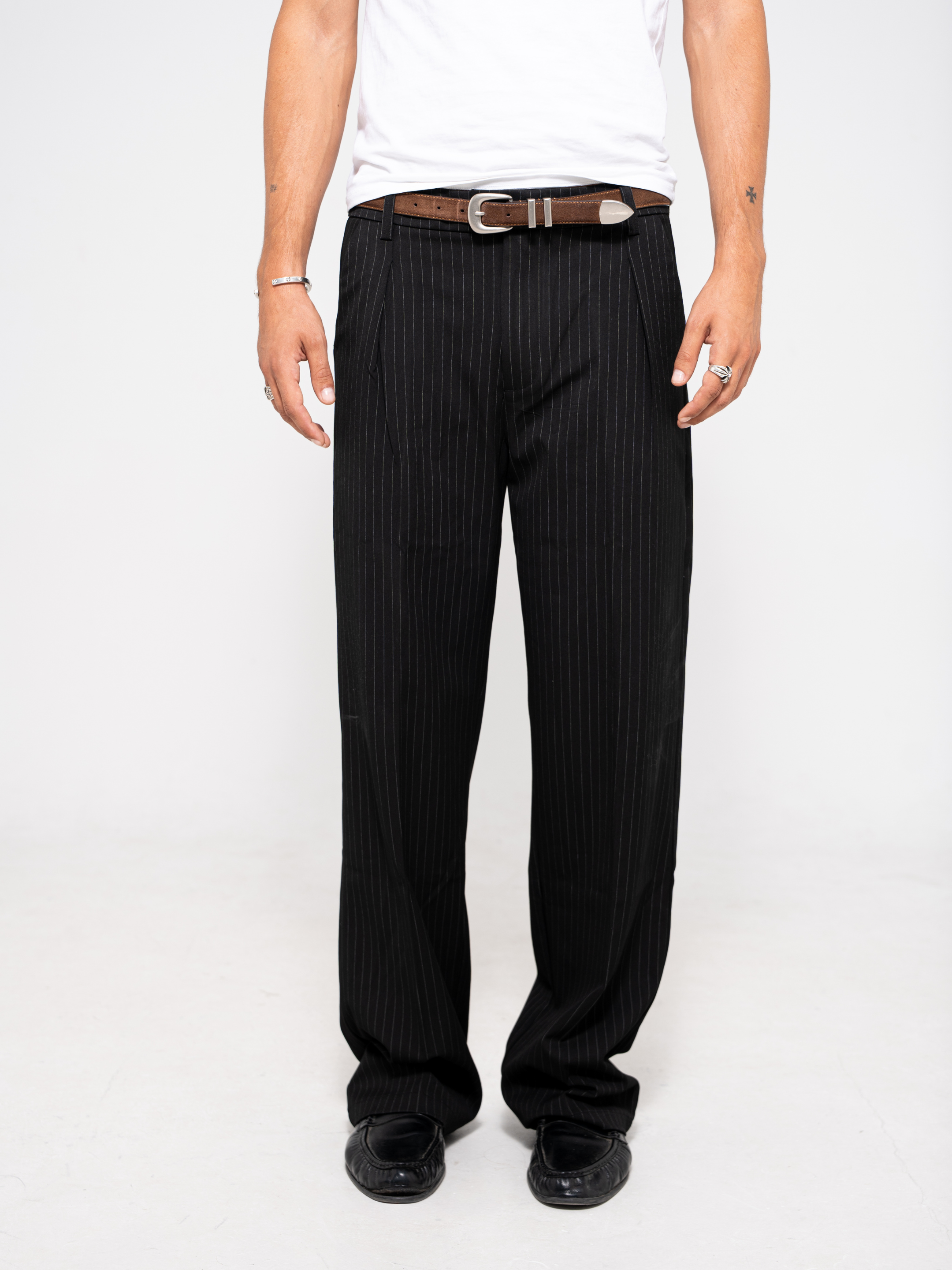 Pinstripe One-Pleat Trousers