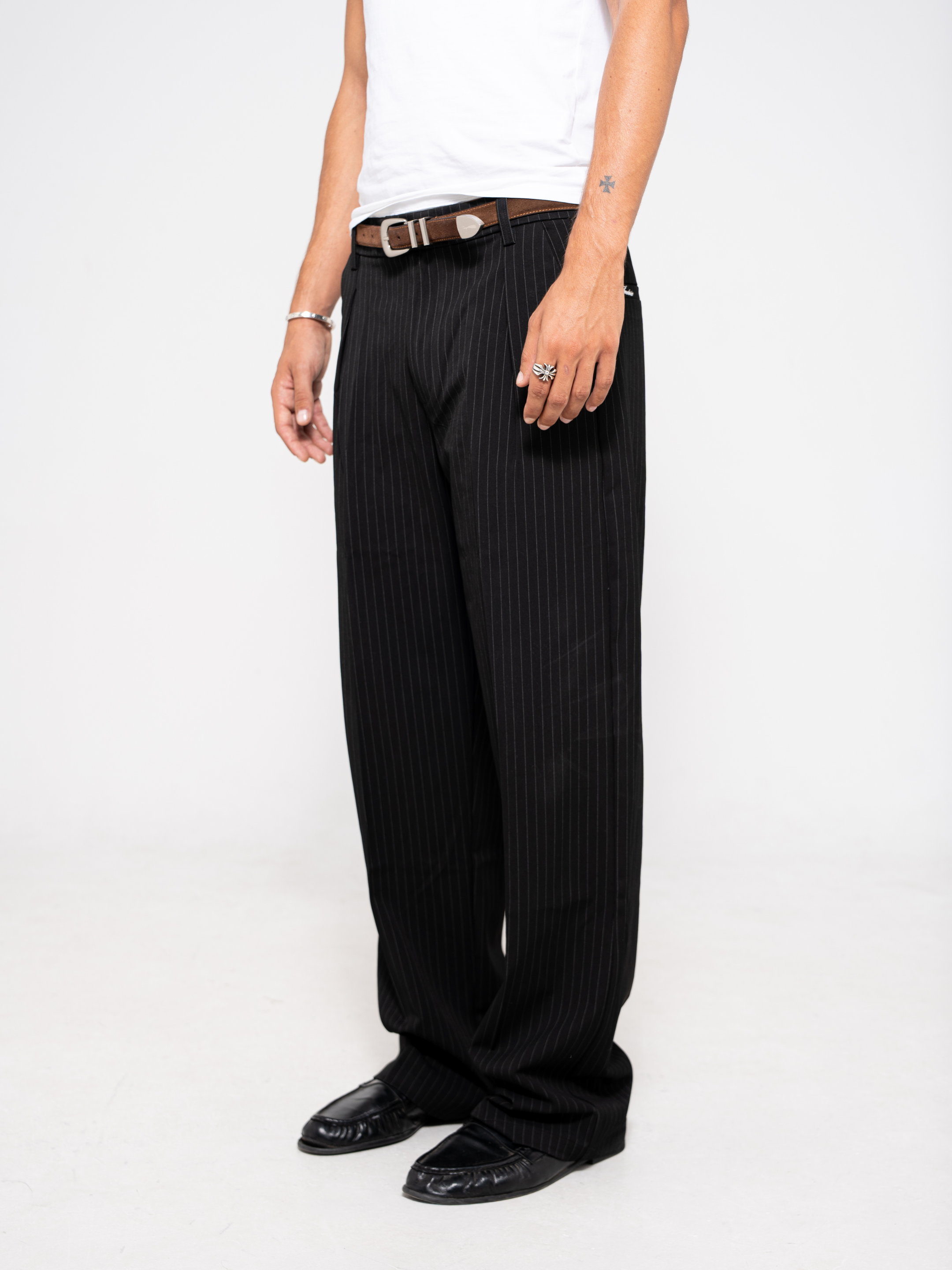 Pinstripe One-Pleat Trousers