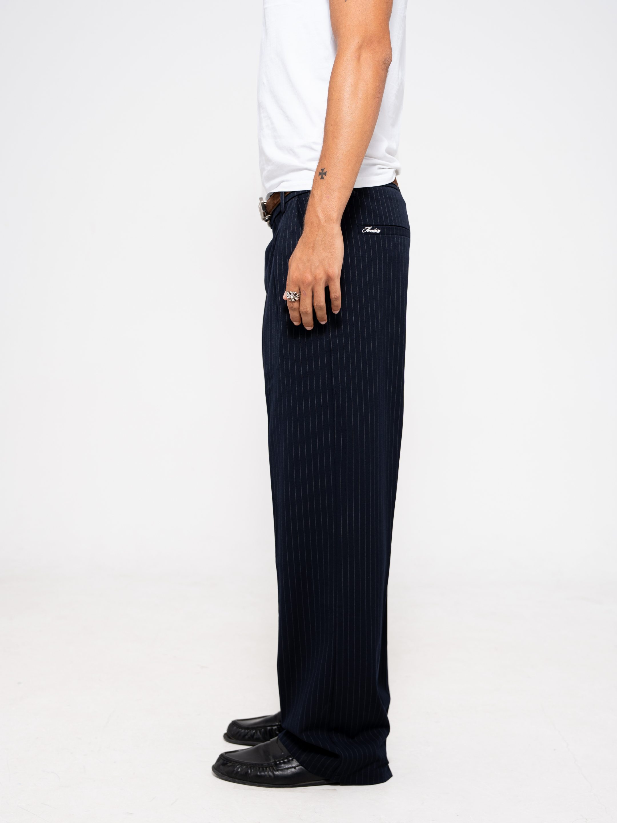 Pinstripe One-Pleat Trousers